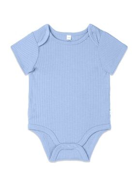 Blue Ribbed Short Sleeve Bodysuit
